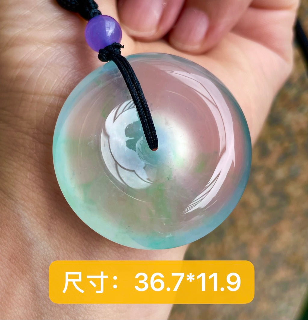 肥扣 飘绿翡翠平安扣（wg0031923）