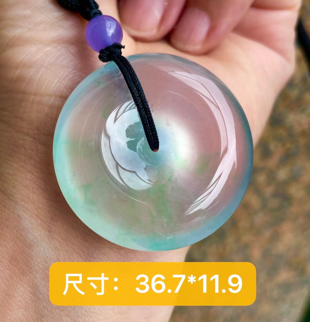 肥扣 飘绿翡翠平安扣（wg0031923）