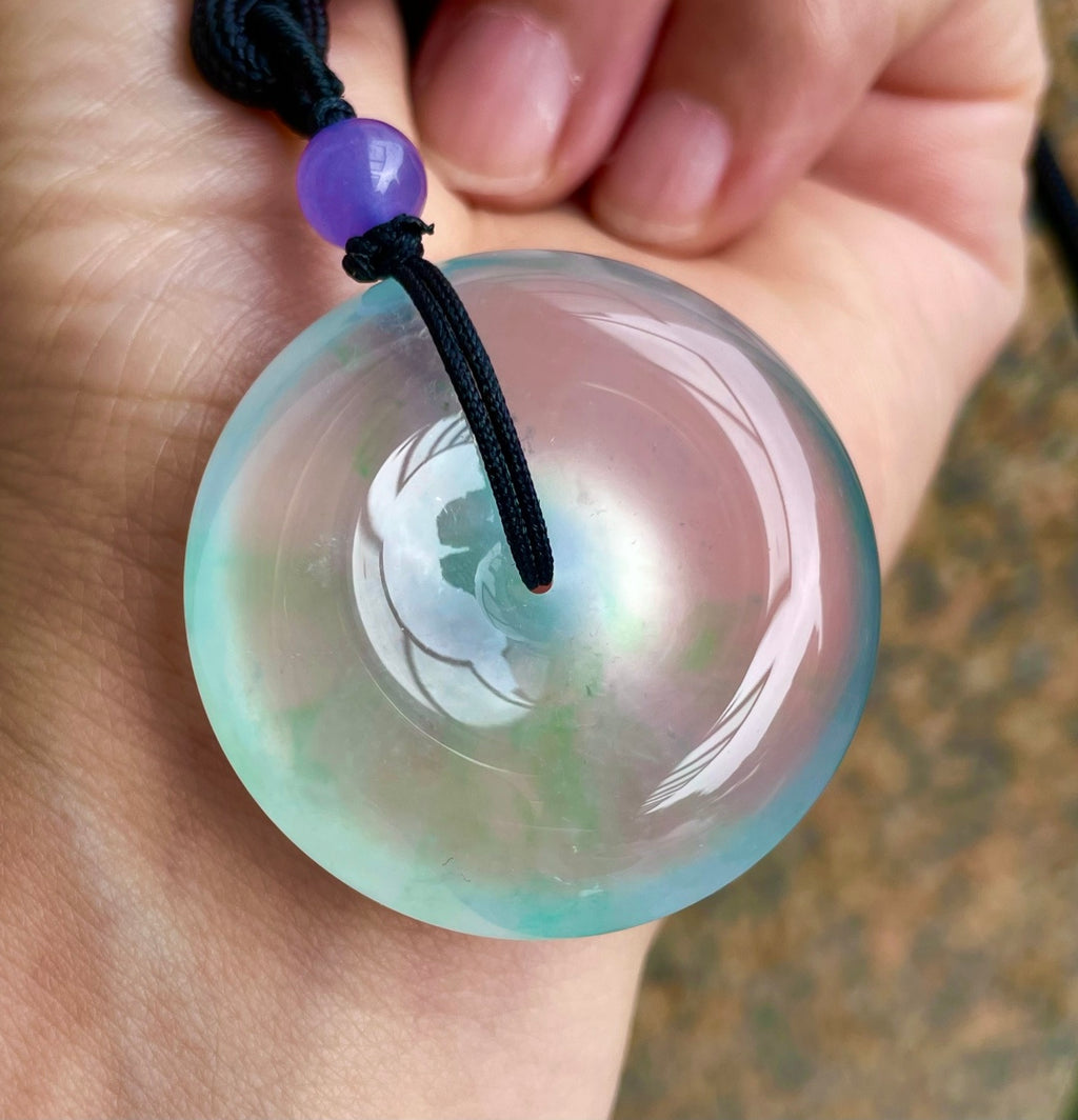 肥扣 飘绿翡翠平安扣（wg0031923）