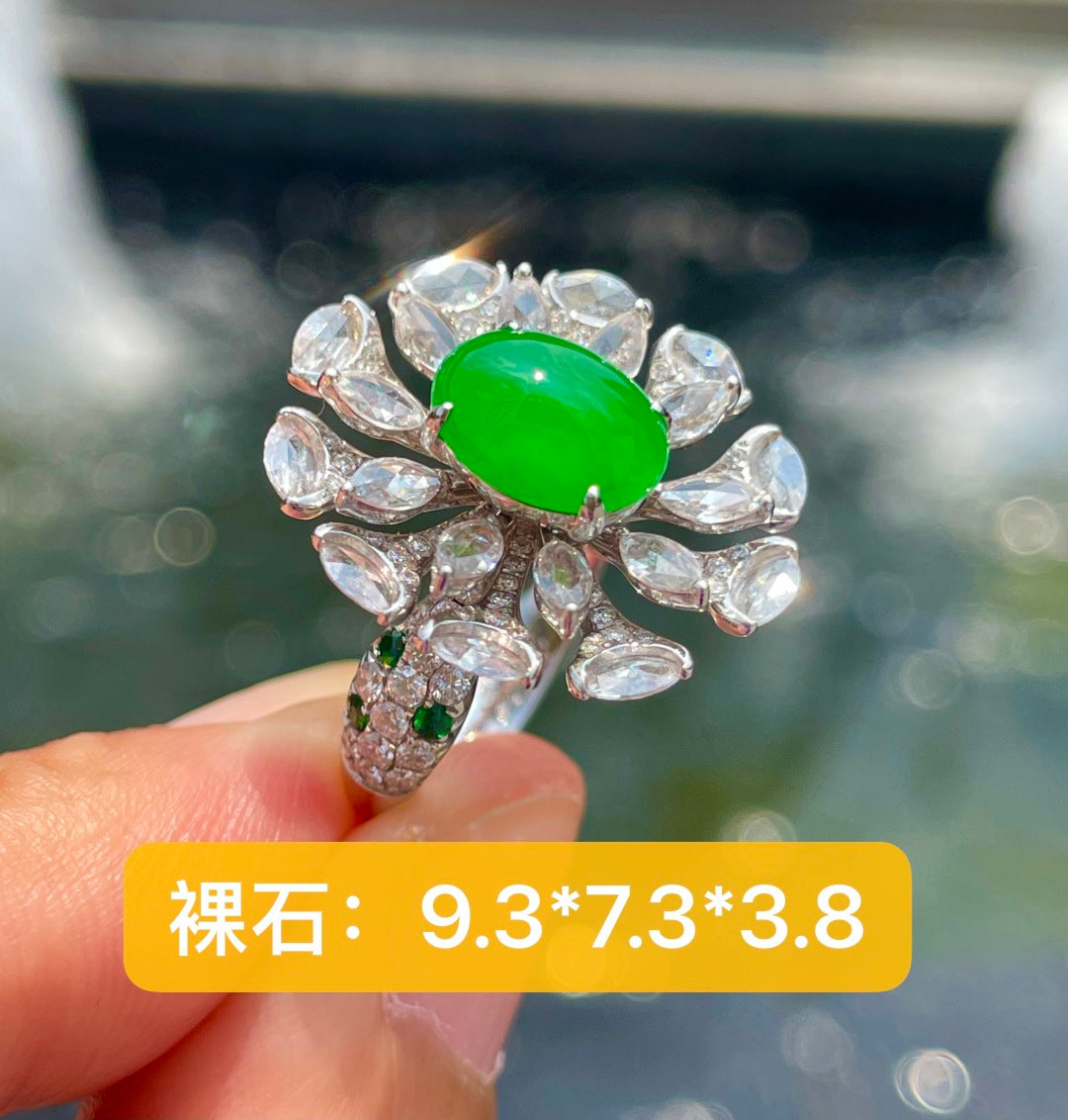 绿蛋戒指 翠落玉戒，岁岁圆满 （wg0032632）