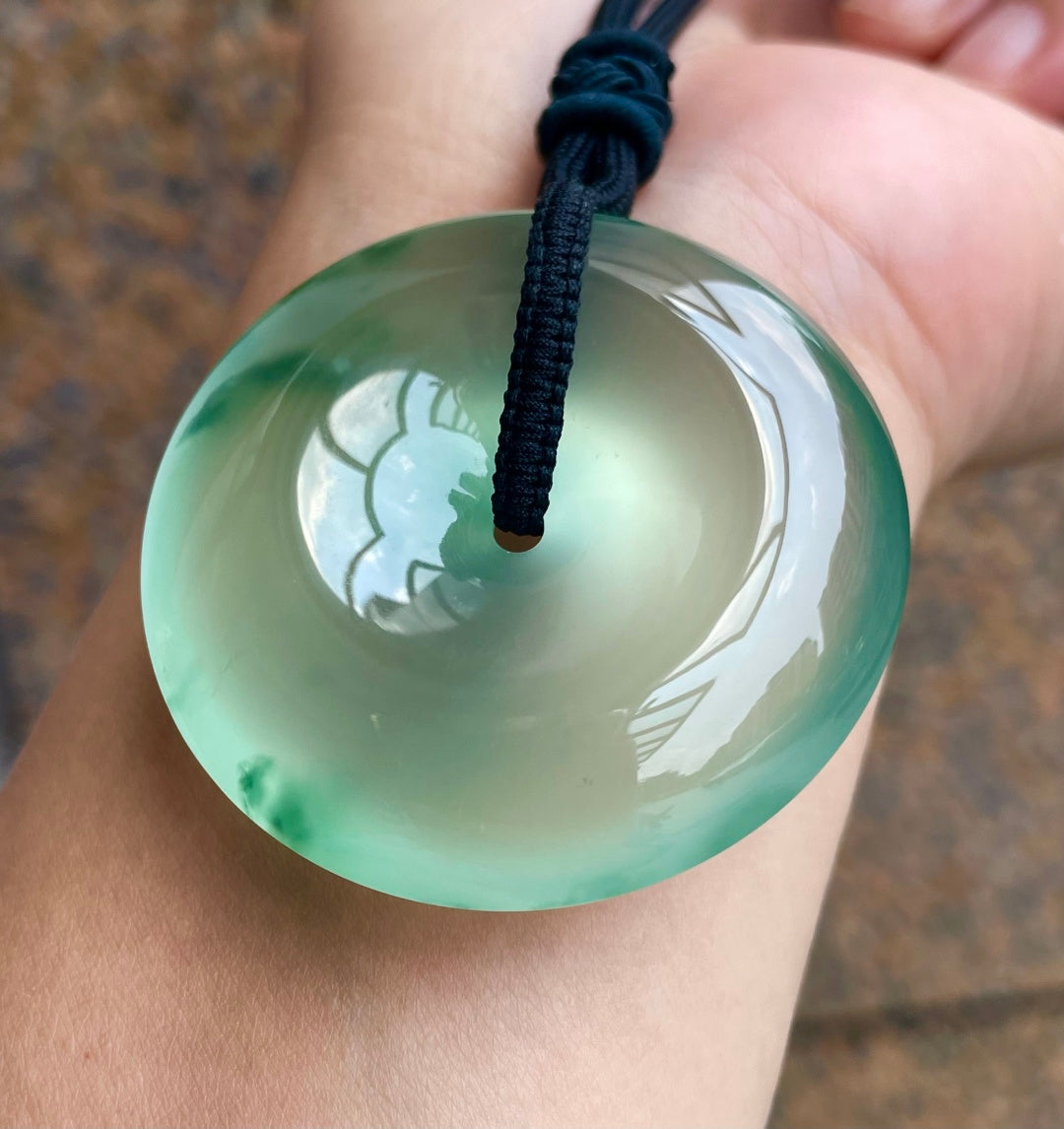 高冰种晴水飘花平安扣挂件（wg0032629）