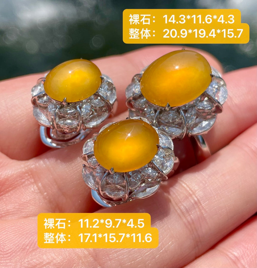 黄戒指、耳包套装 金翡成双，耳指揽荣华 蜜糖暖黄温润匀净（wg0033101）