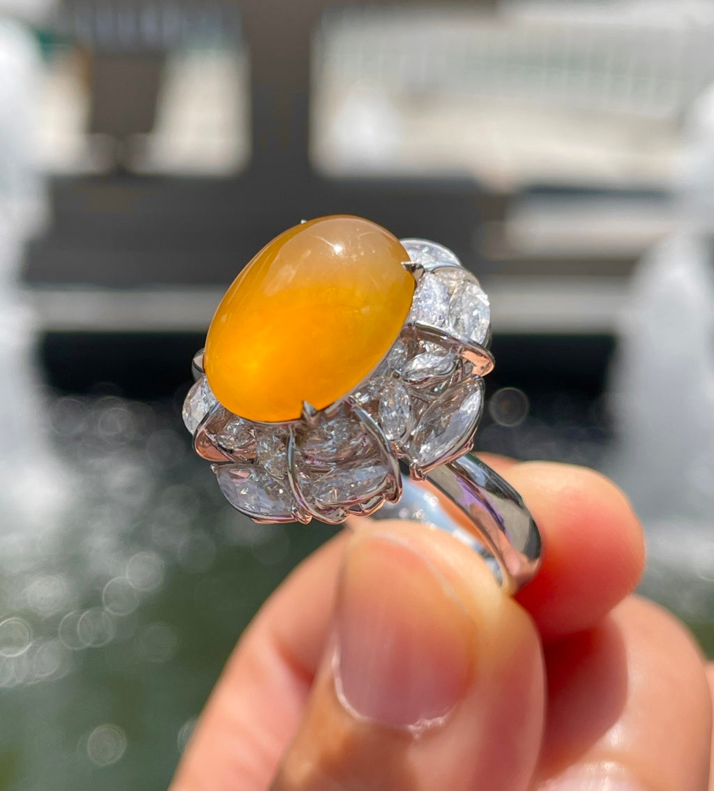 黄戒指、耳包套装 金翡成双，耳指揽荣华 蜜糖暖黄温润匀净（wg0033101）