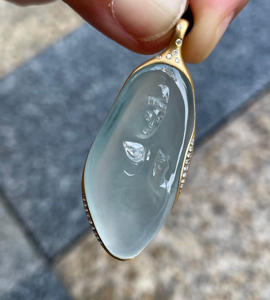 观音侧面像 冰种清透，雕琢侧颜观音  （wg0035717）