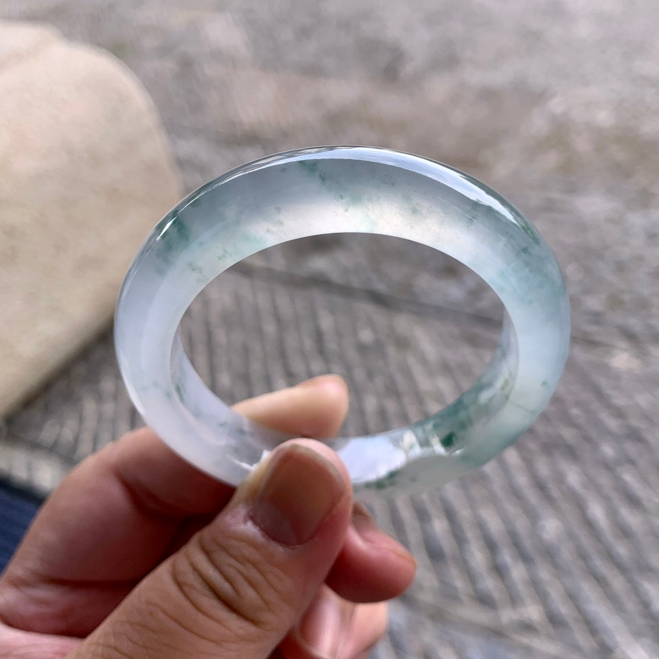 冰种飘花平安镯（50.6mm）（yc097793）