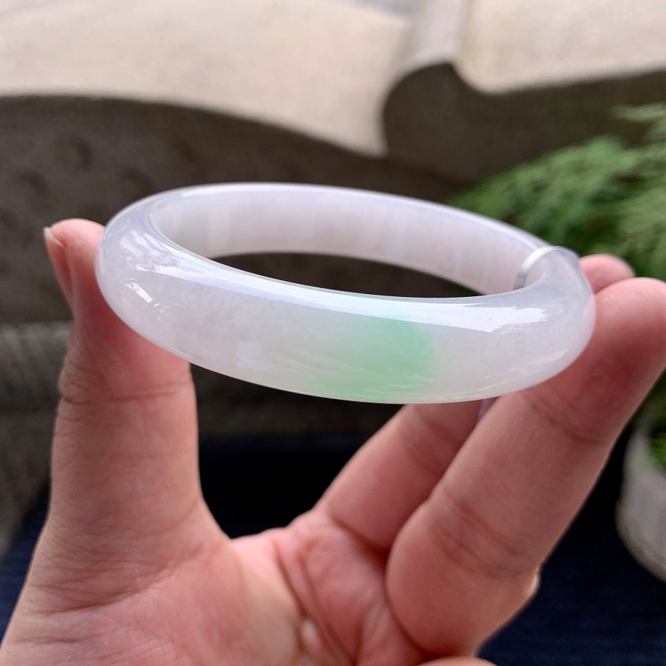 细糯种飘绿平安镯（58mm）（yc098125）