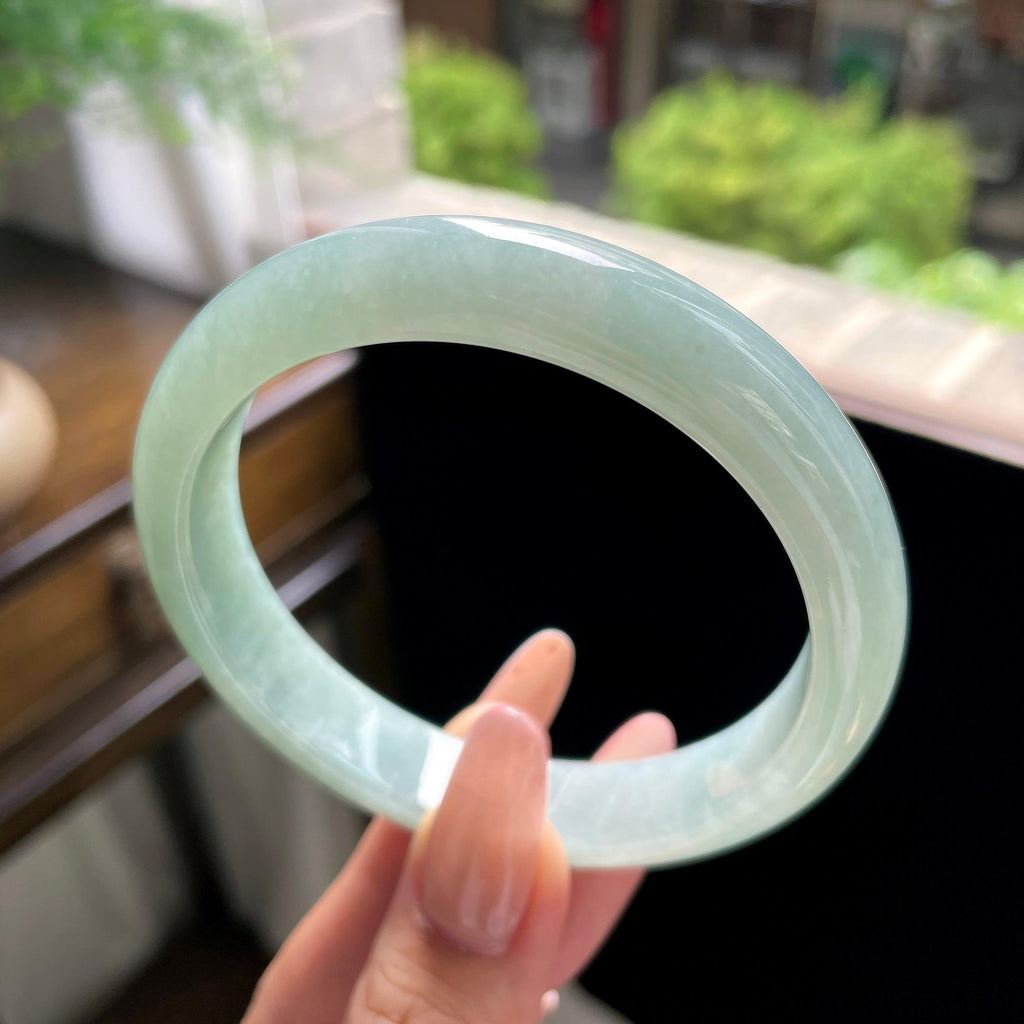大圈口 油青色湖水绿正圈平安镯 62.6圈（yc707497）