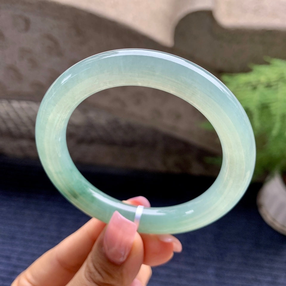 糯冰种晴水圆条手镯（55mm）（yc092173）