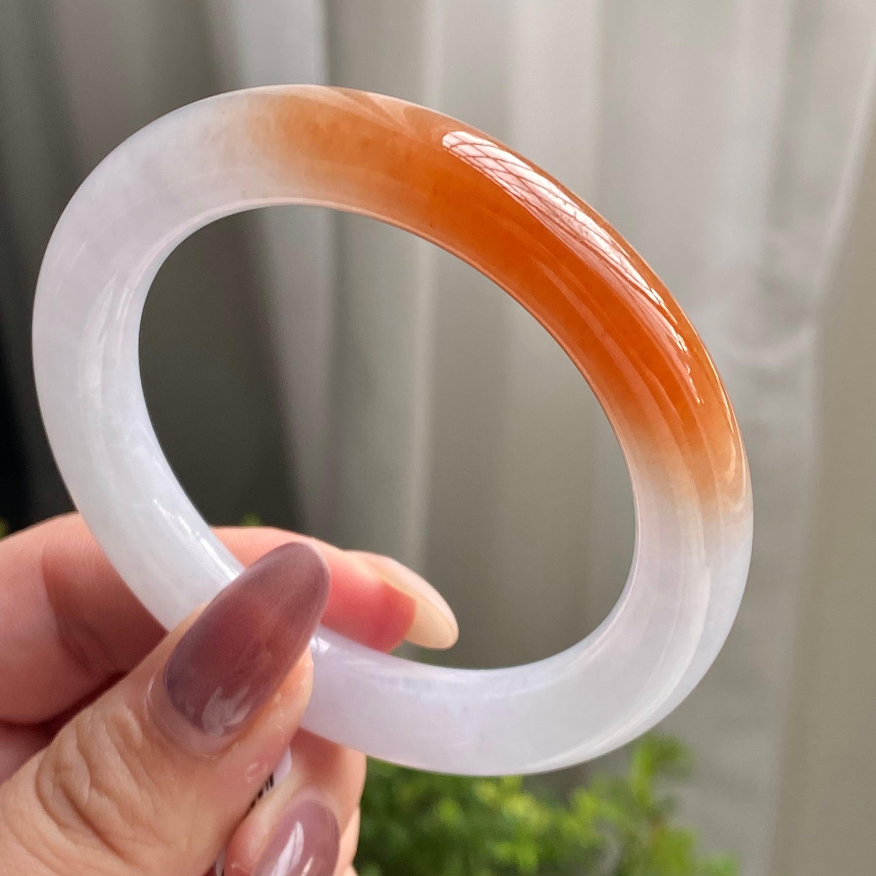 糯冰种黄翡圆条手镯（52圈）（yc200143）