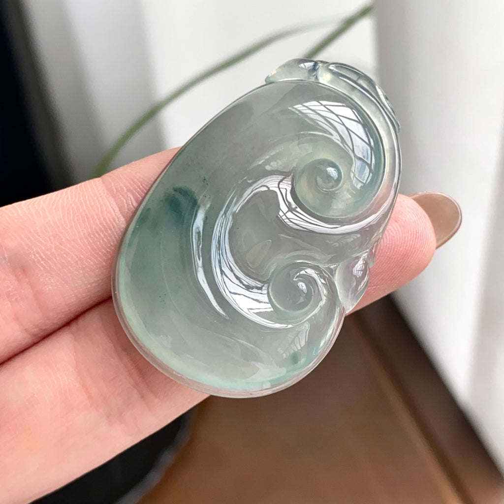 冰种蓝底飘花如意吊坠（yc262756）