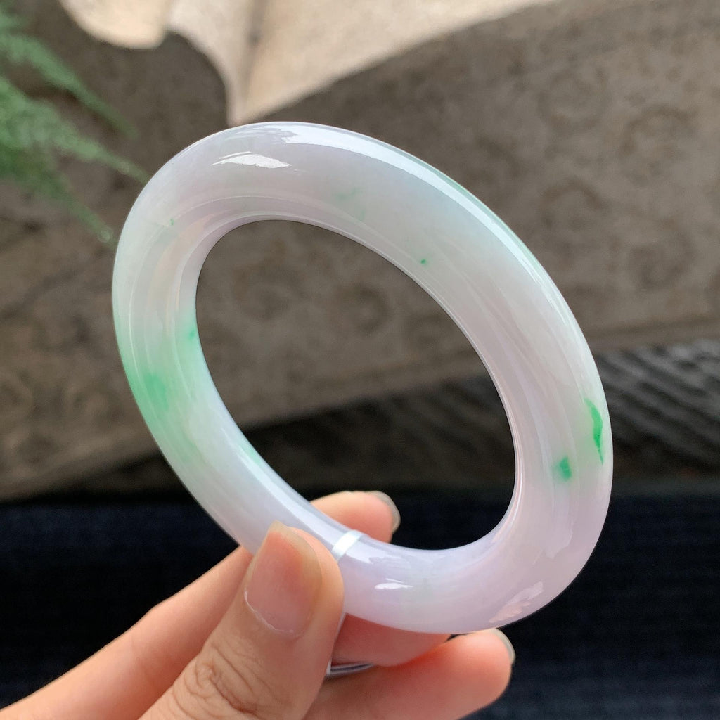细糯种春彩圆条手镯 54圈 天然A货缅甸翡翠（yc694799）
