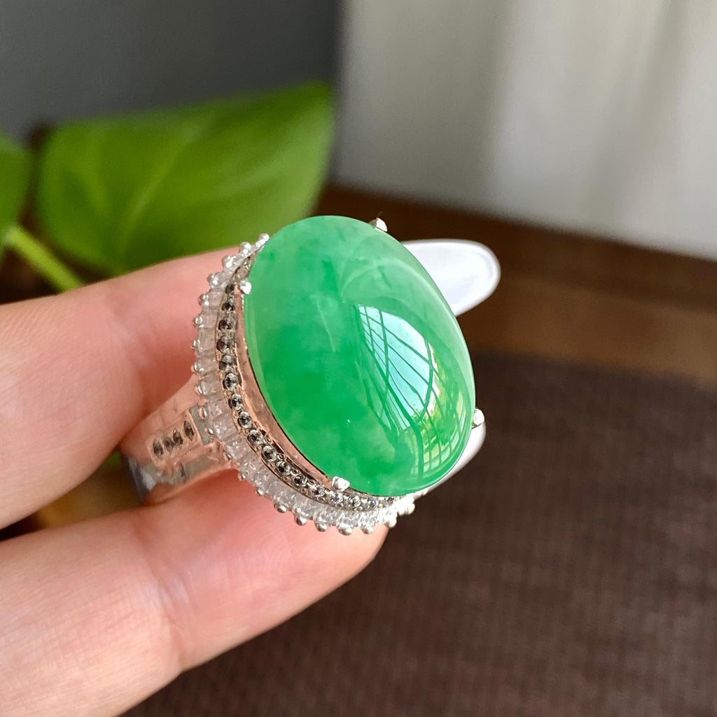 细糯种满绿裸石蛋面（yc282904）