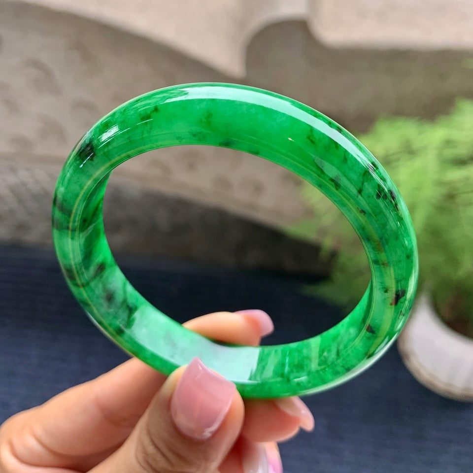 细糯种满绿平安镯（56mm）（yc090116）