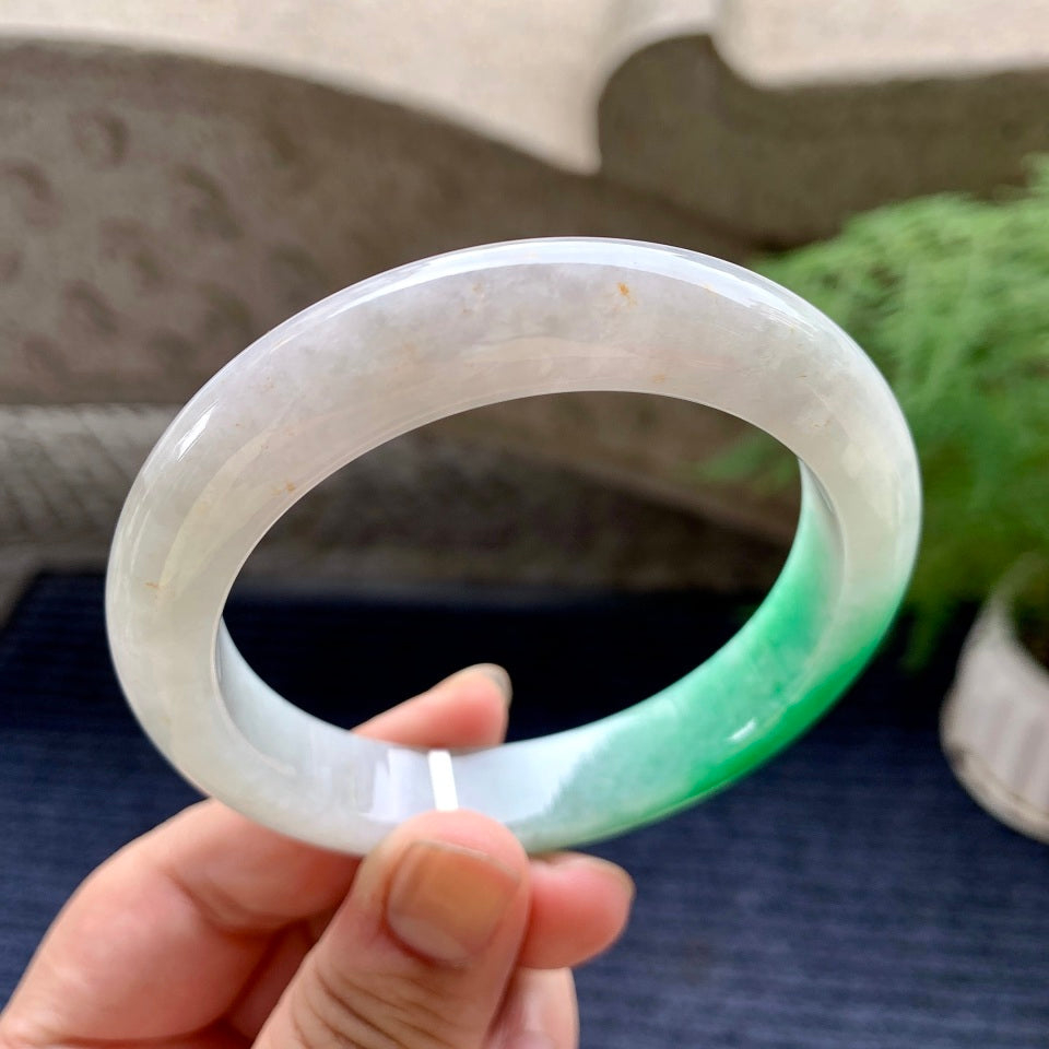 细糯种白底青平安镯（59mm）（yc116160）