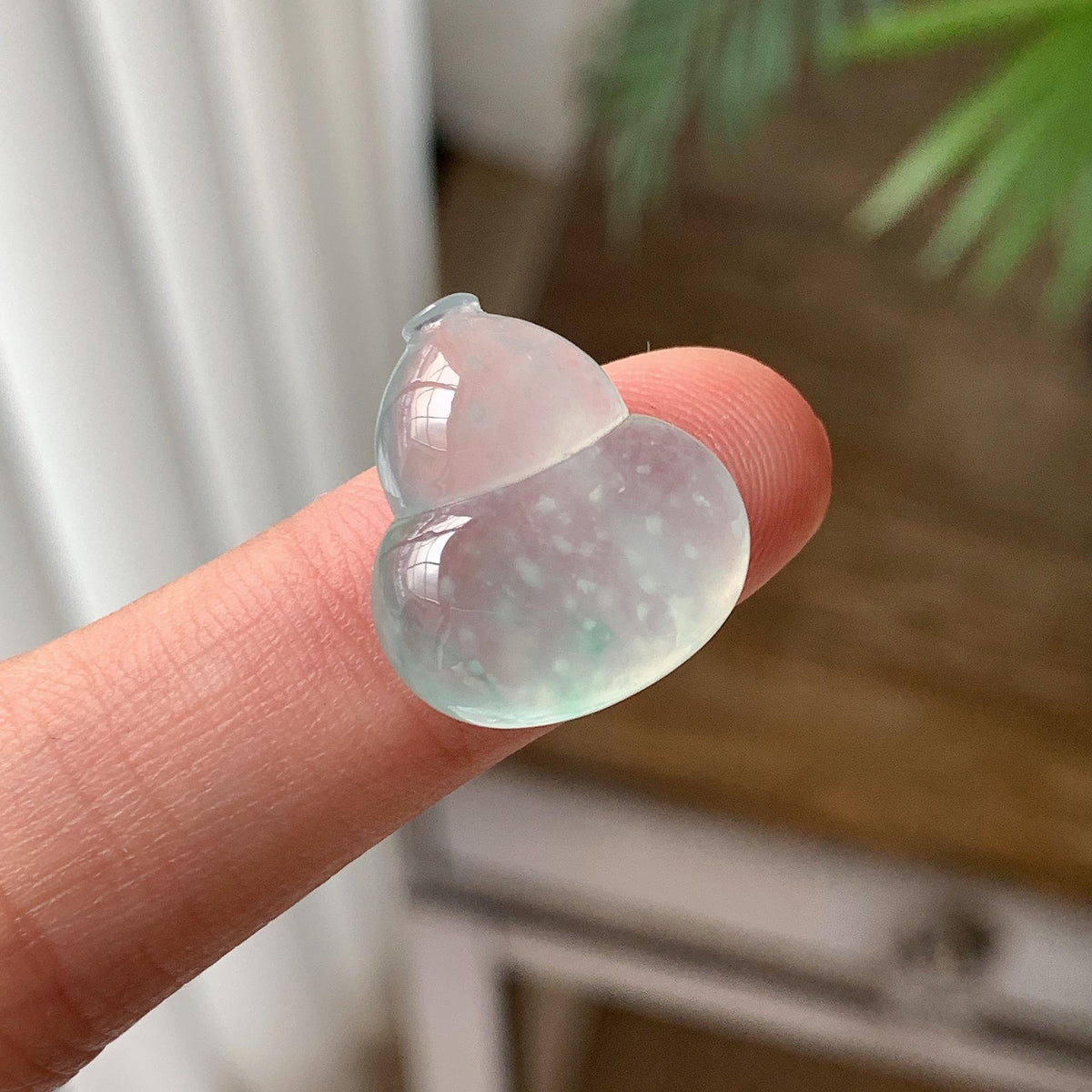 冰种 飘绿雪花棉葫芦吊坠 天然缅甸A货翡翠（yc703363）