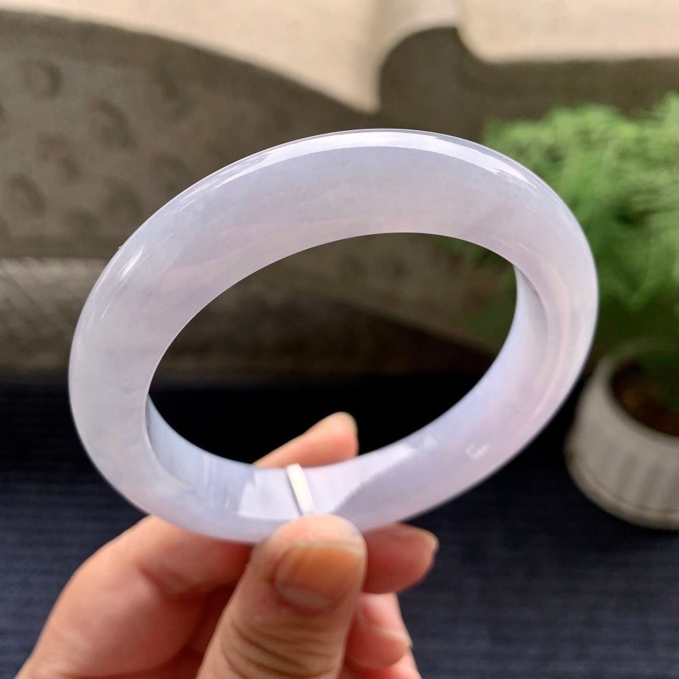 糯冰种淡紫罗兰平安镯（57.4mm）（yc081788）