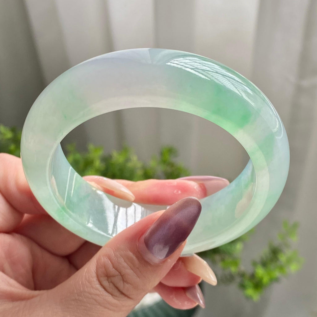 冰种飘花宽版轮胎镯（56圈）（yc199731）