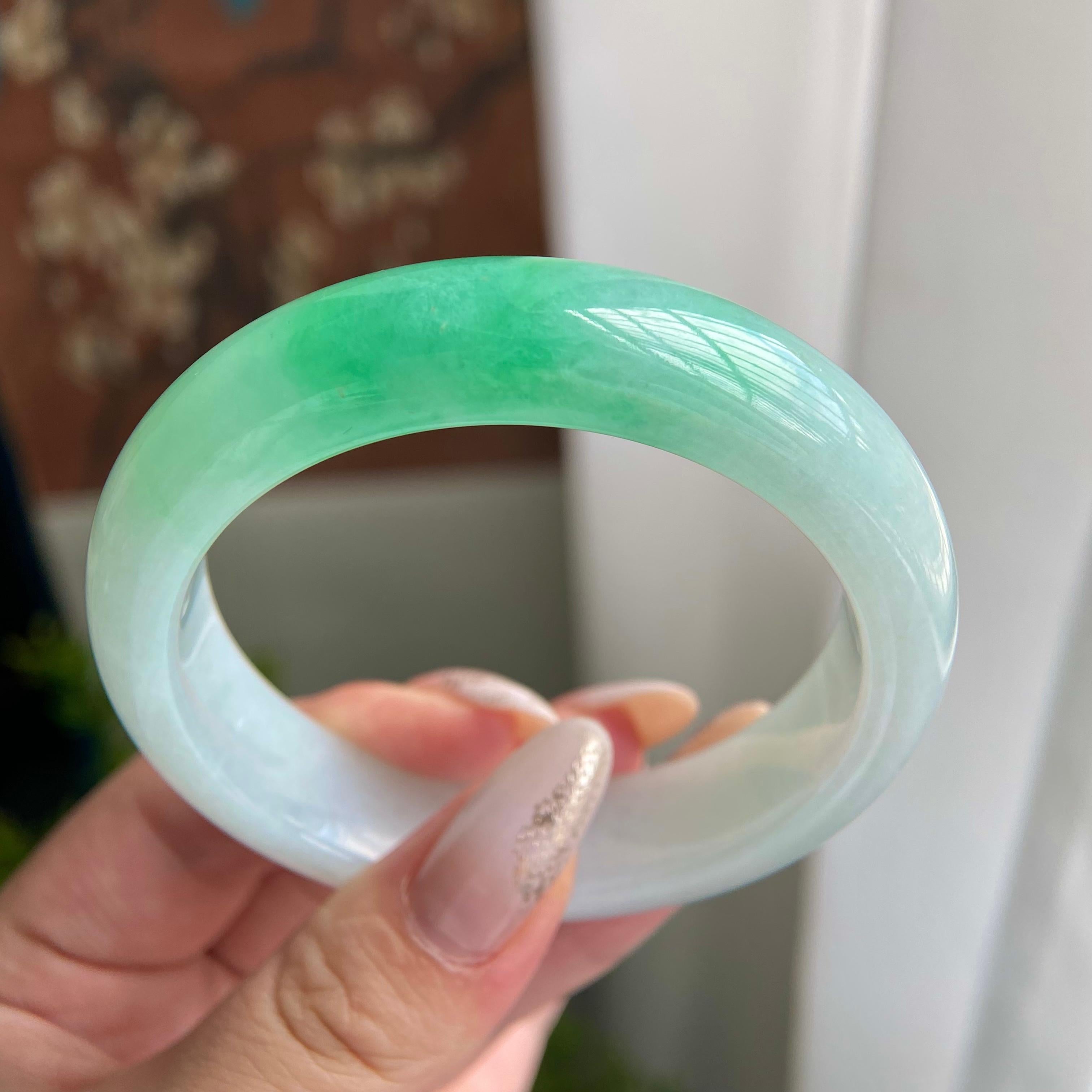 细糯种白底青平安镯（56圈）（yc211738）