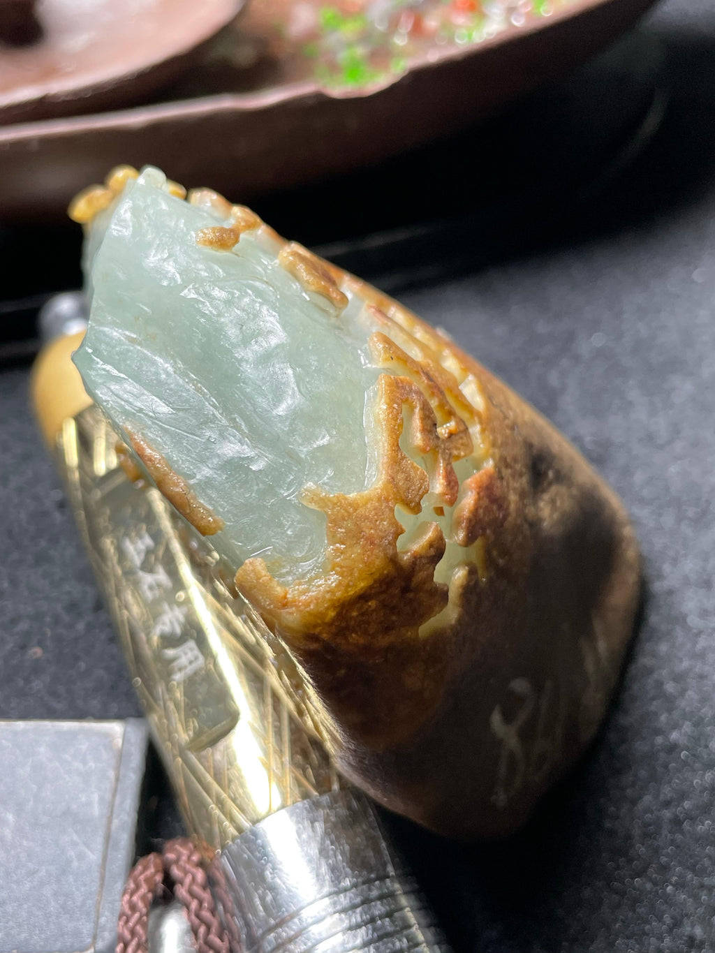 莫西沙开窗冰晴底飘花手镯料（yc536875）