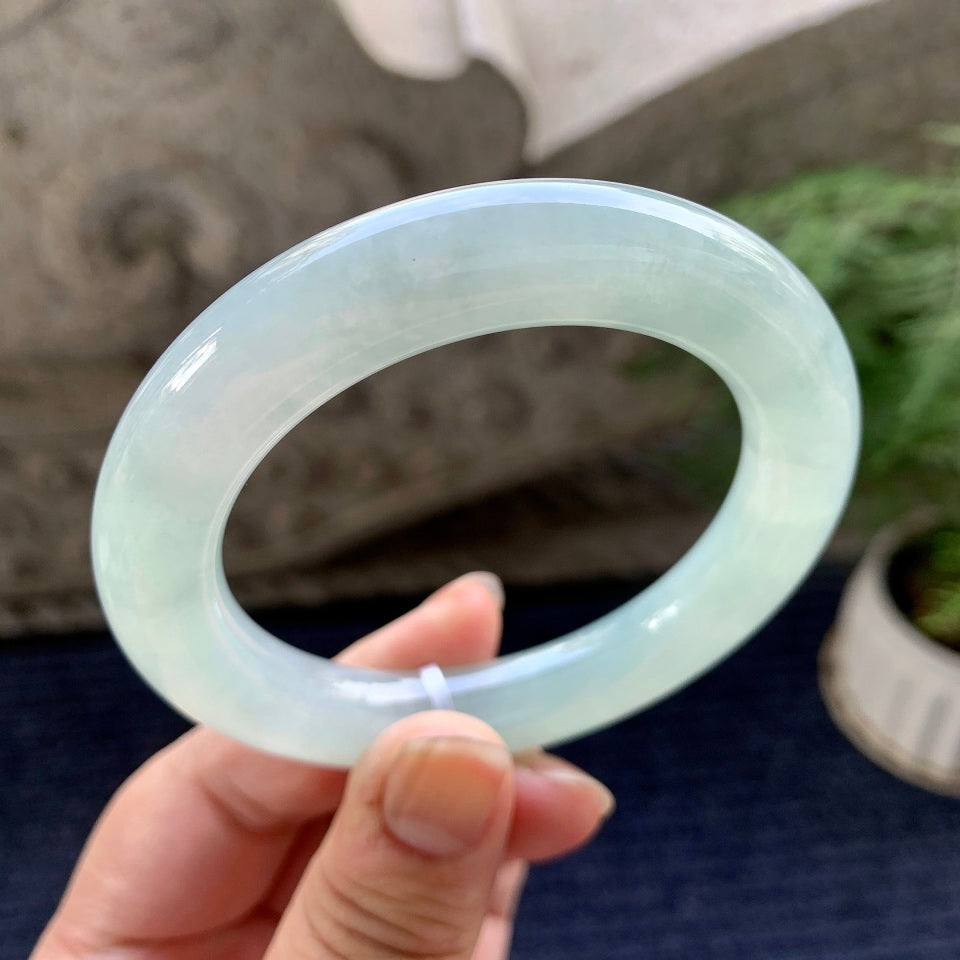 糯冰种晴水圆条手镯（55.3mm）（yc090491）