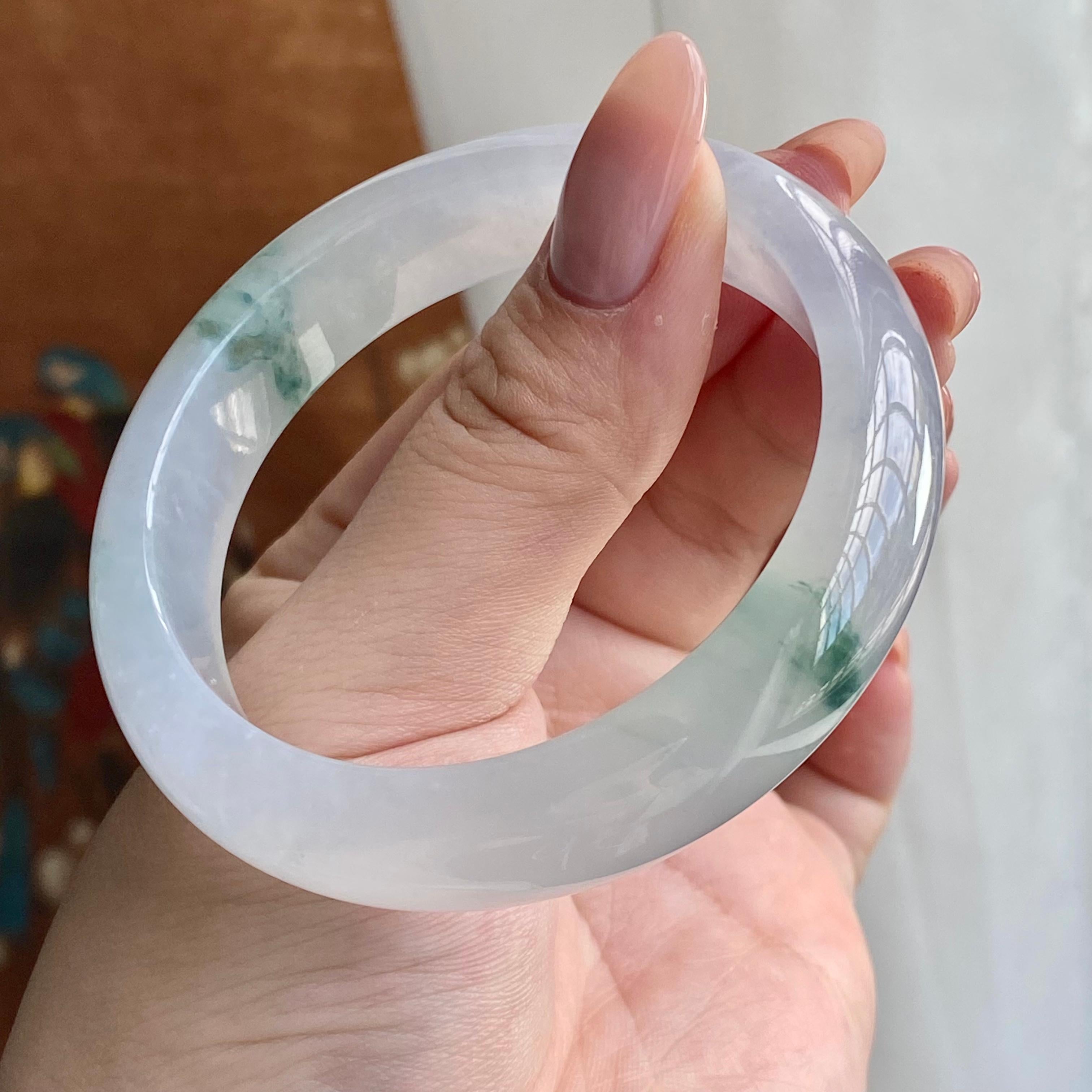 冰种飘花平安镯（54圈）（yc228809）