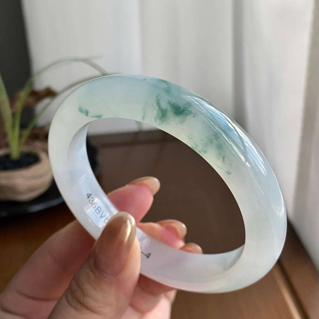 糯冰种飘花平安镯（57圈）（yc258983）