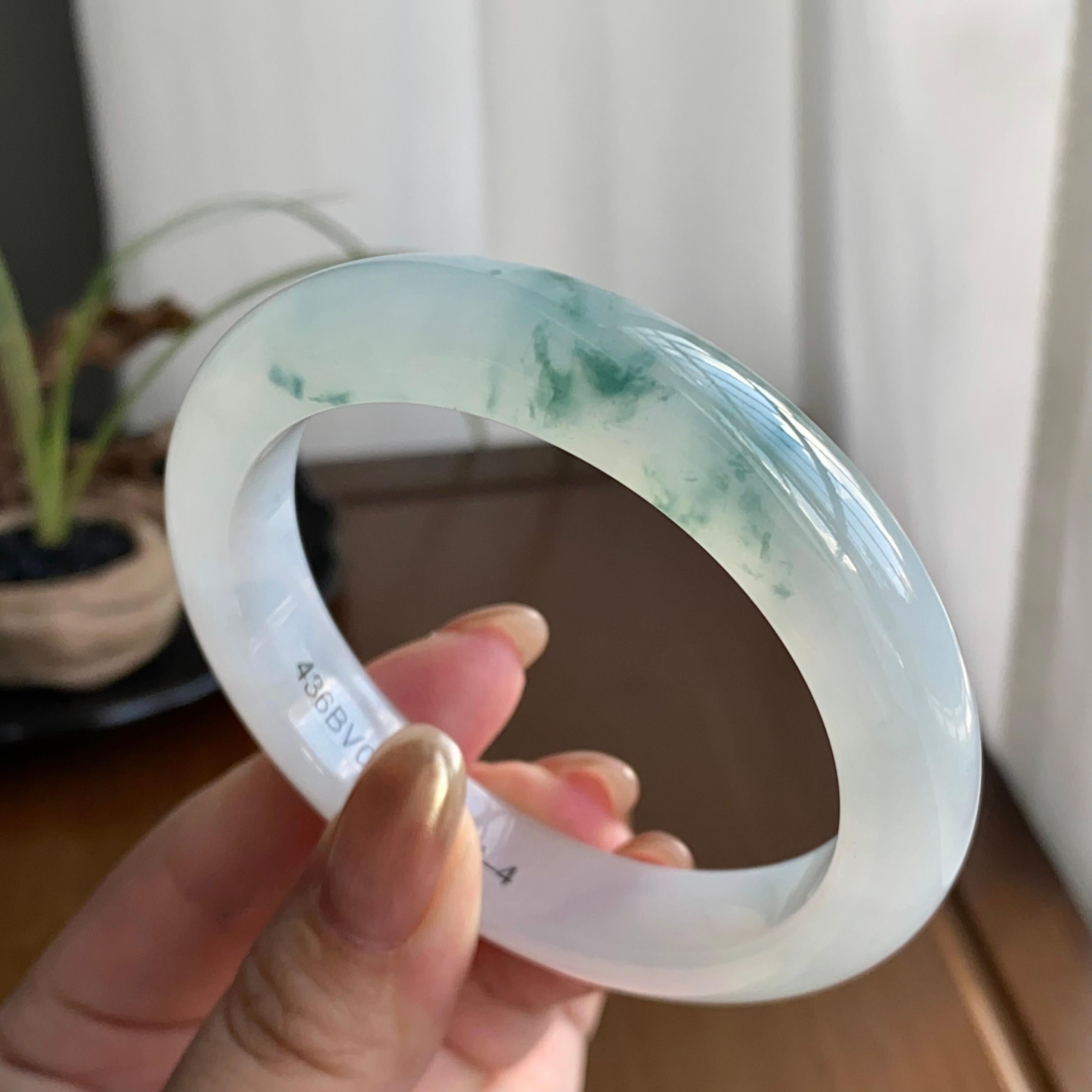 糯冰种飘花平安镯（57圈）（yc258983）