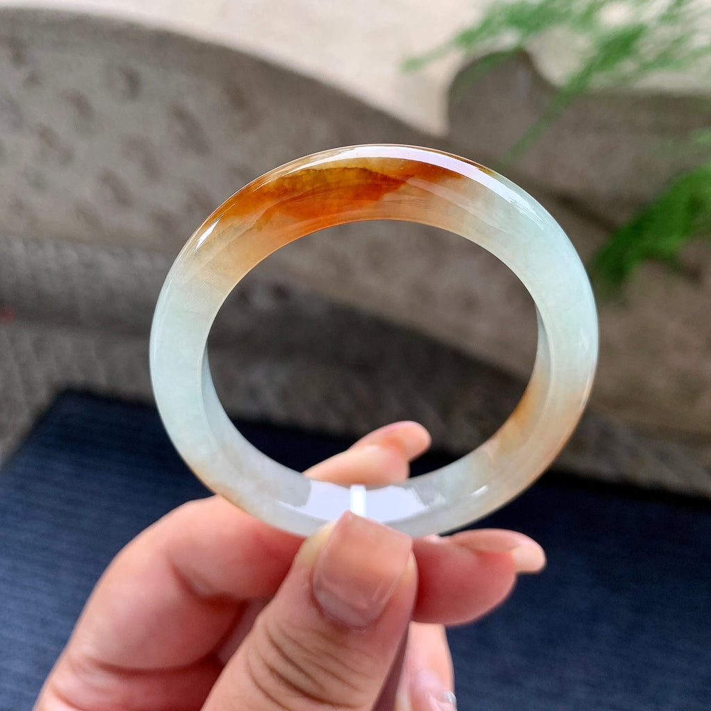 小圈口 糯冰种淡晴底红翡贵妃手镯 50.5圈口 天然缅甸A货翡翠（yc699670）