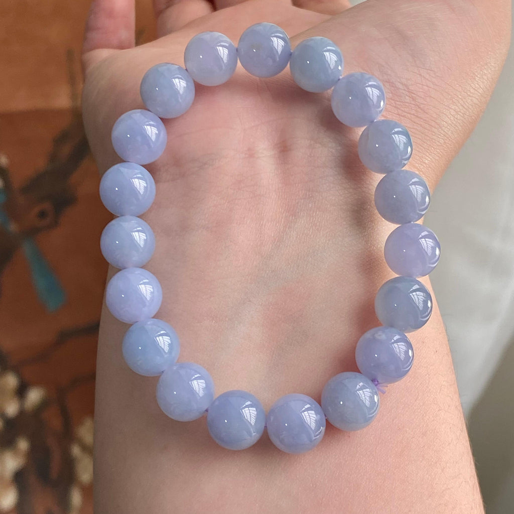 糯冰种紫罗兰单圈手串（19颗）（yc223984）