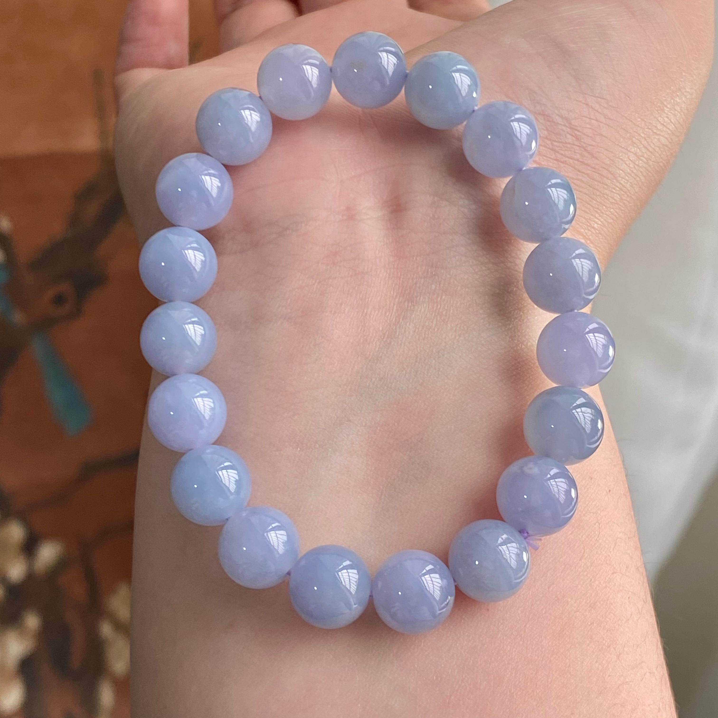 糯冰种紫罗兰单圈手串（19颗）（yc223984）