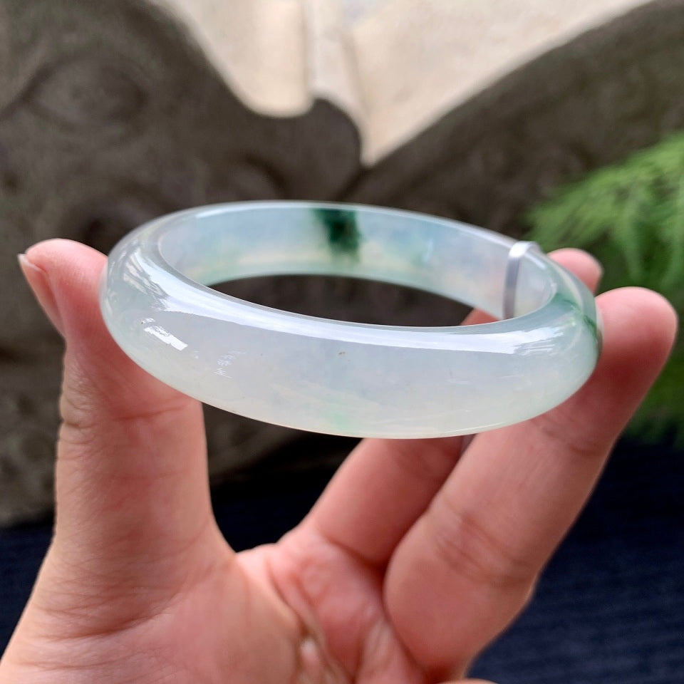 糯冰种飘花平安镯（55.4mm）（yc097834）