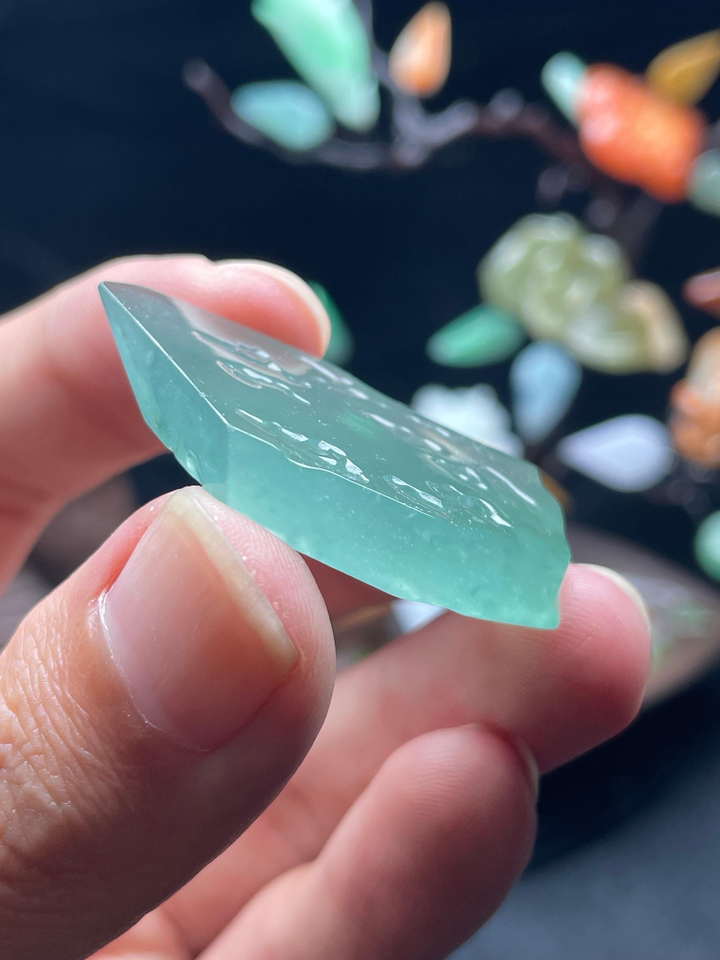 高冰湖水绿雪花棉挂件料（yc529956）