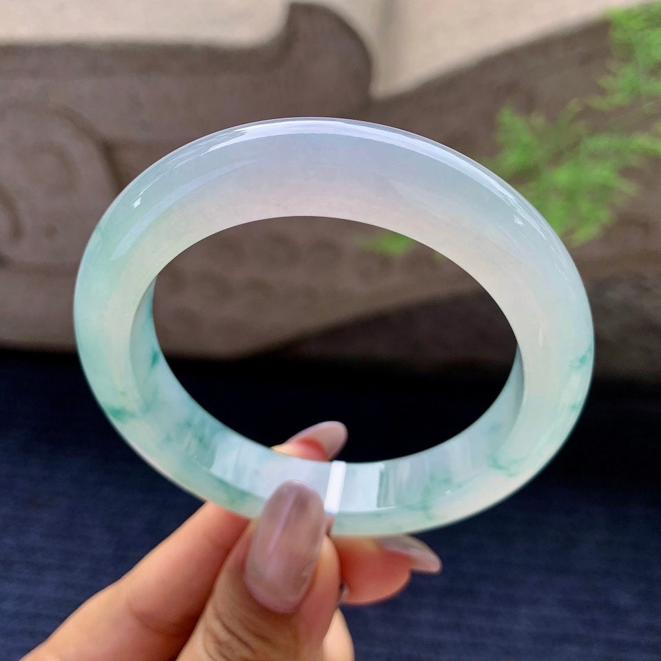 糯冰种飘花平安镯（56mm）（yc165882）