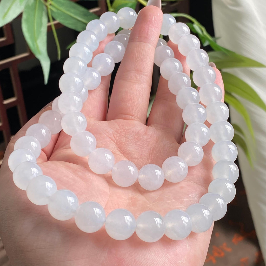 糯冰种白月光珠链（56颗）（yc195190）