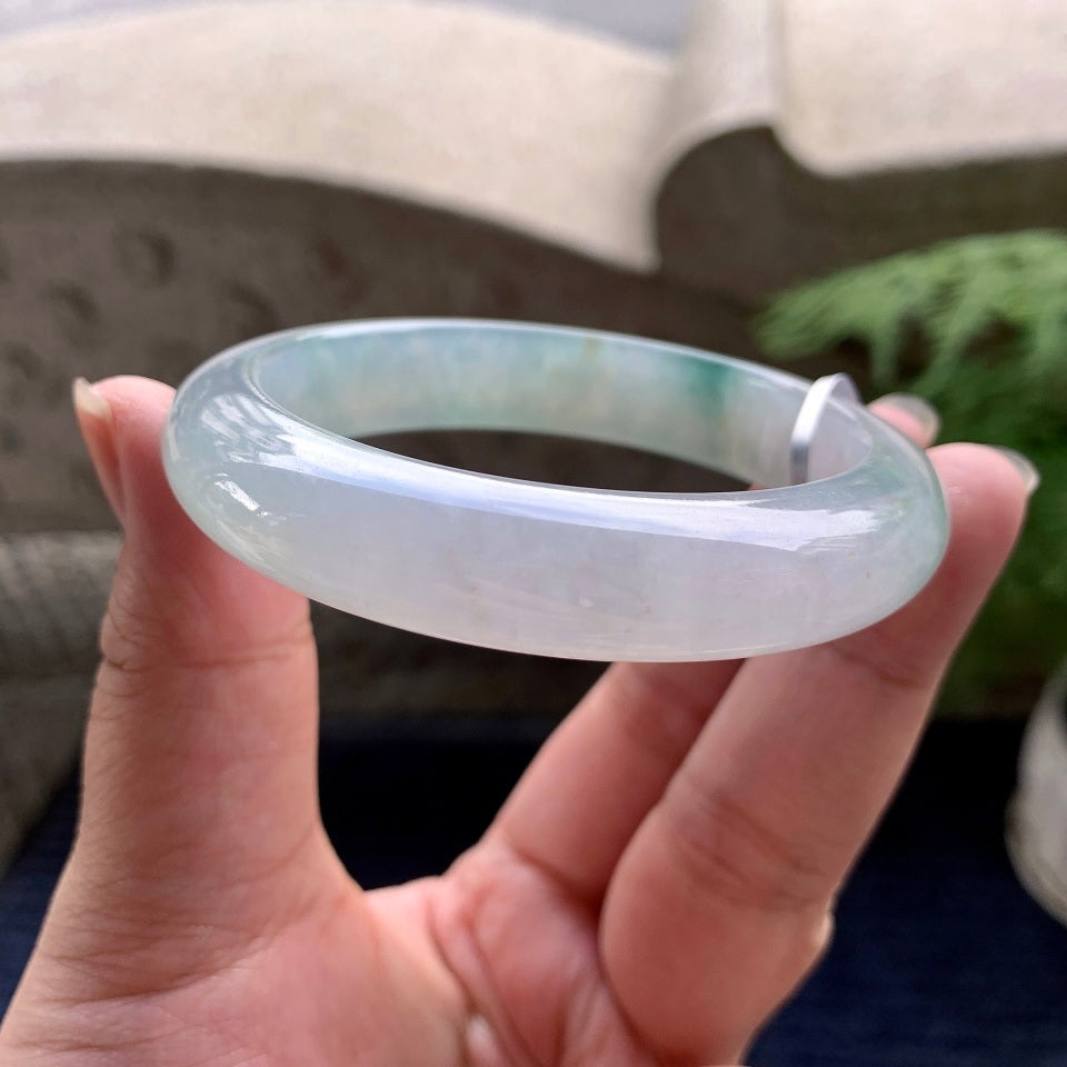 糯冰种飘花平安镯（56mm）（yc096579）
