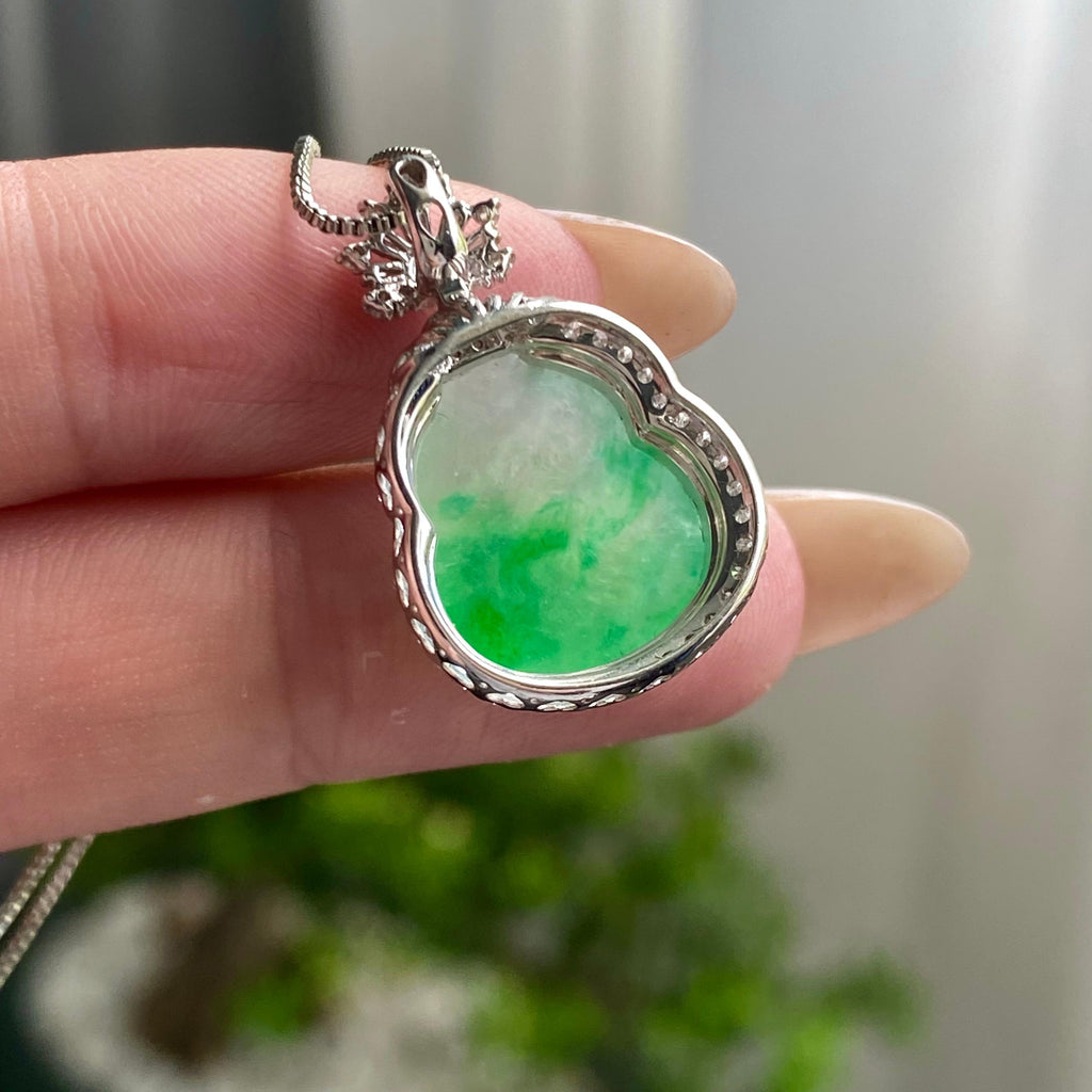 18k金钻镶冰种飘花葫芦吊坠（yc204464）