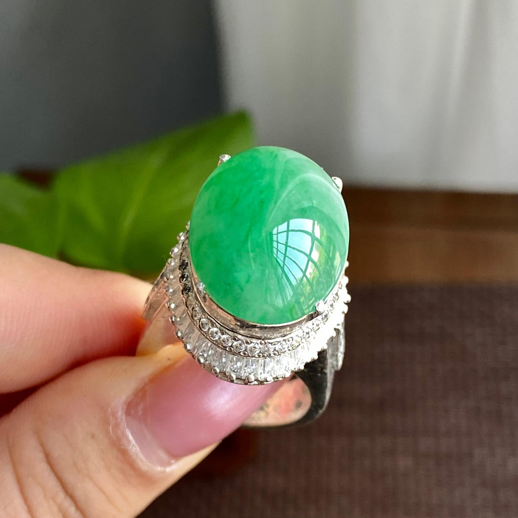 细糯种满绿裸石蛋面（yc282904）