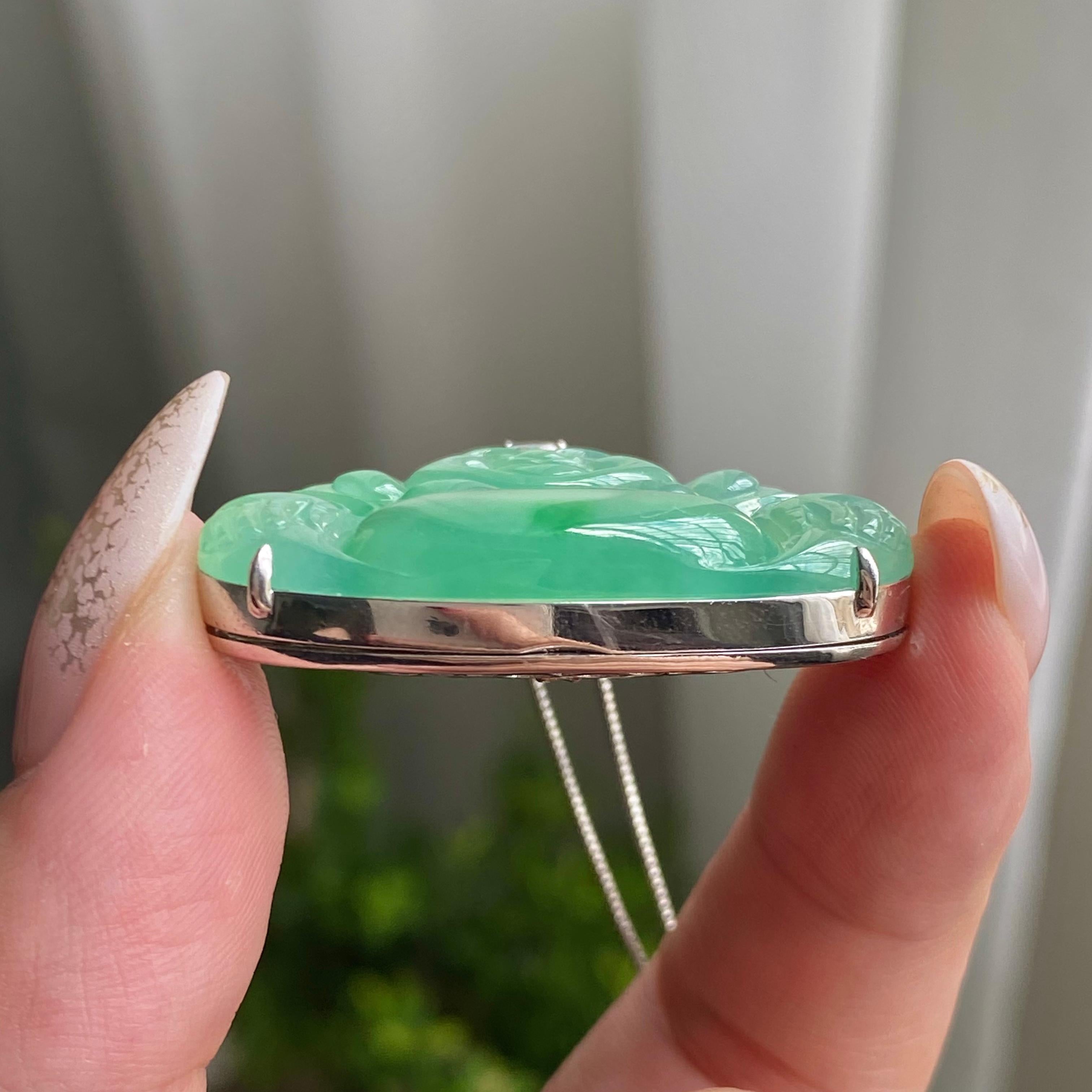 18k金钻镶冰种满绿佛公吊坠（yc206477）