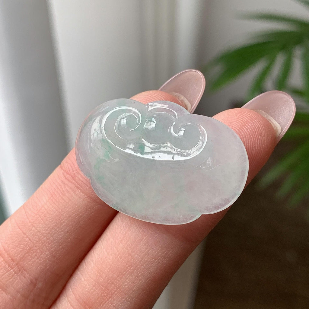 糯冰种飘绿如意吊坠 天然A货缅甸翡翠（yc693122）