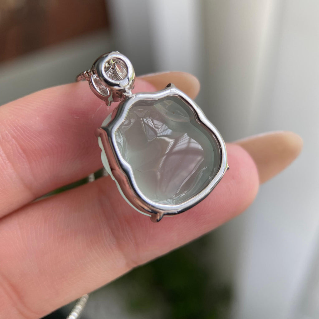 18k金钻镶冰种晴底貔貅吊坠（yc209938）