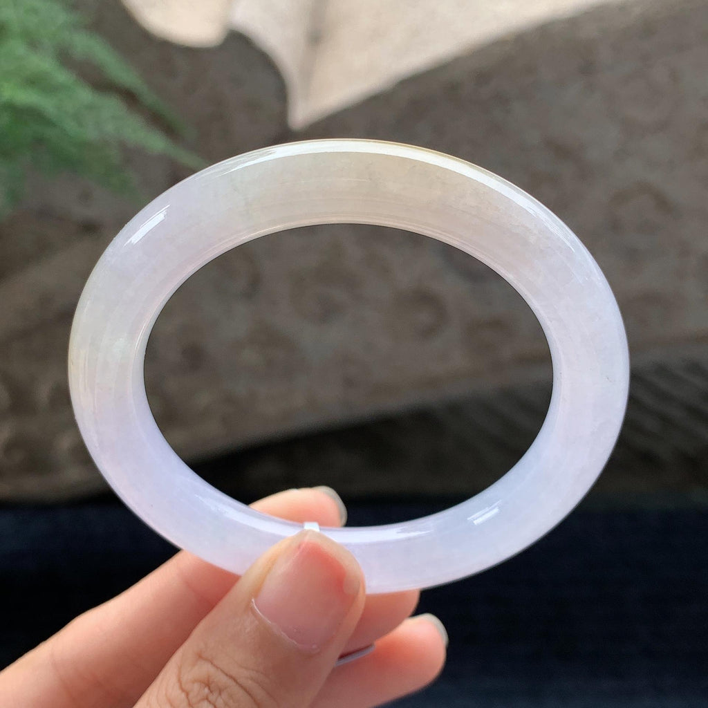 细糯种淡紫底飘黄翡圆条手镯 52.5圈 （yc694792）