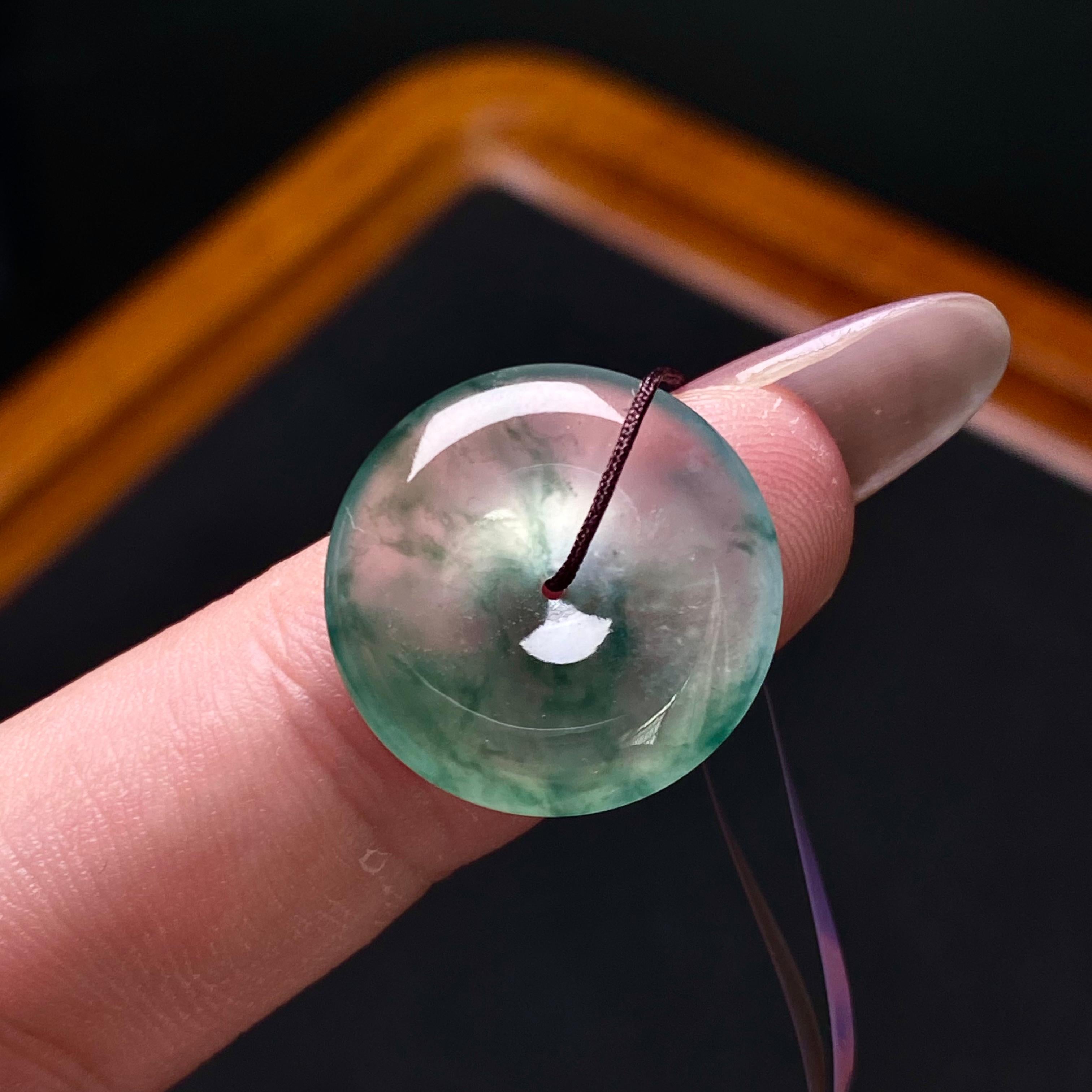 高冰种飘花平安扣吊坠（yc202317）