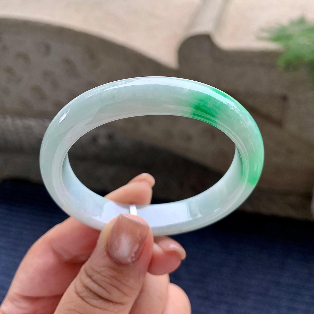 糯种白底青贵妃手镯 54圈口（yc707464）