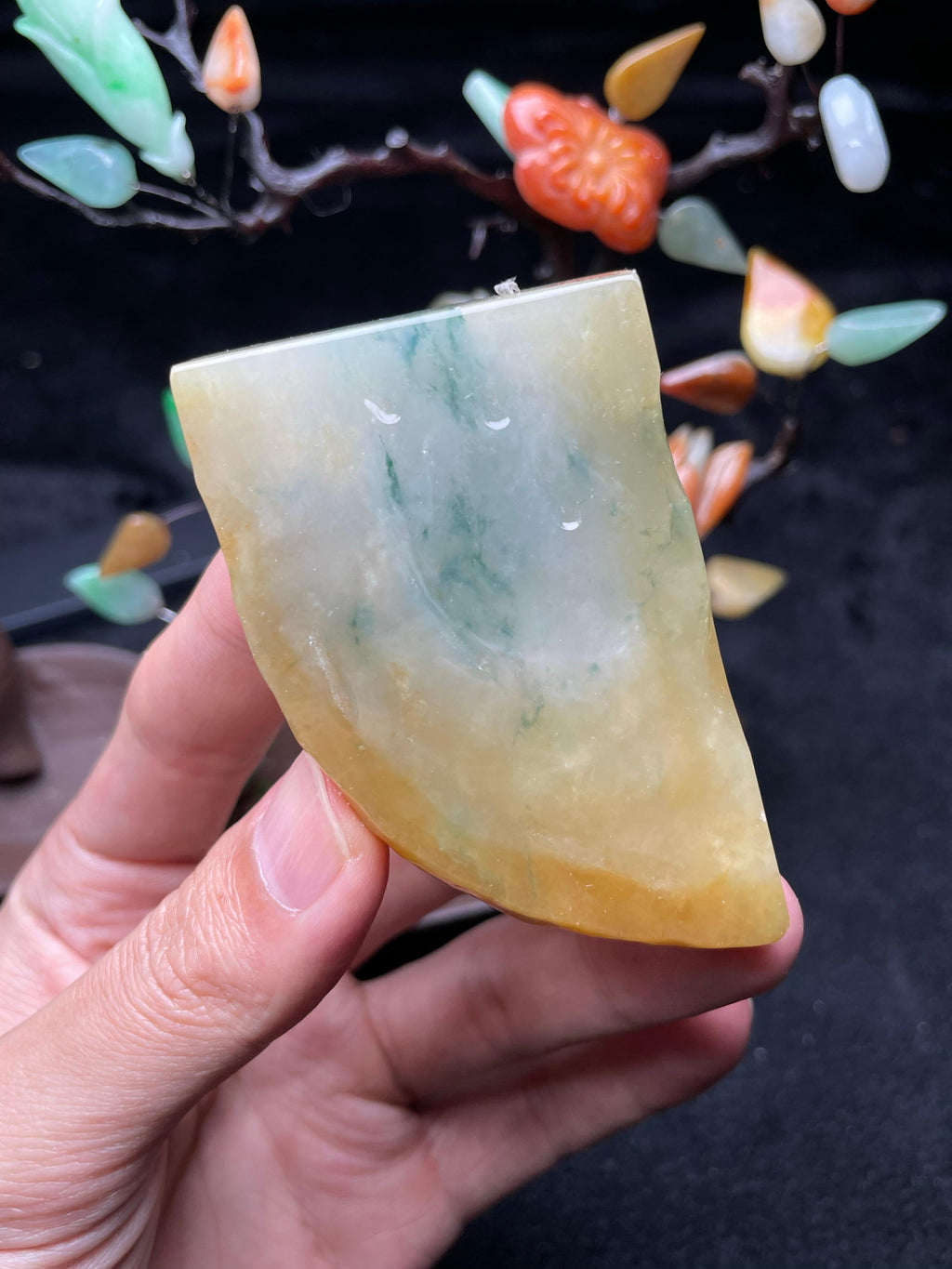 黄翡飘花随形牌子挂件料（yc709336）