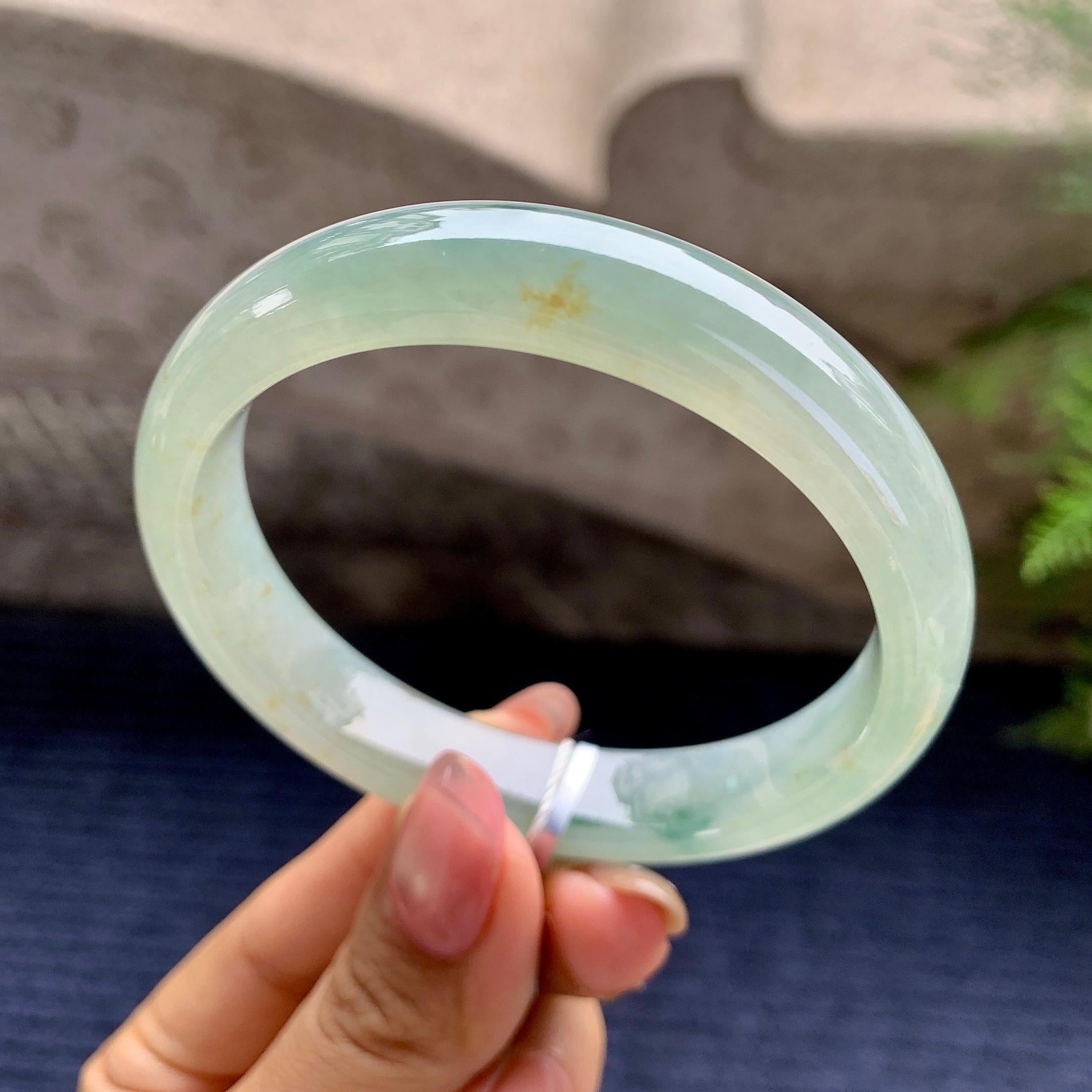 糯冰种晴水飘黄翡平安镯（58.3mm）（yc280874）