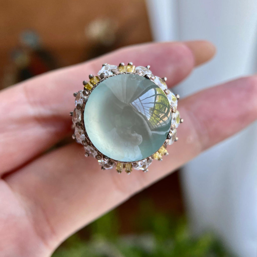 冰种正圆白月光戒面裸石（yc234334）