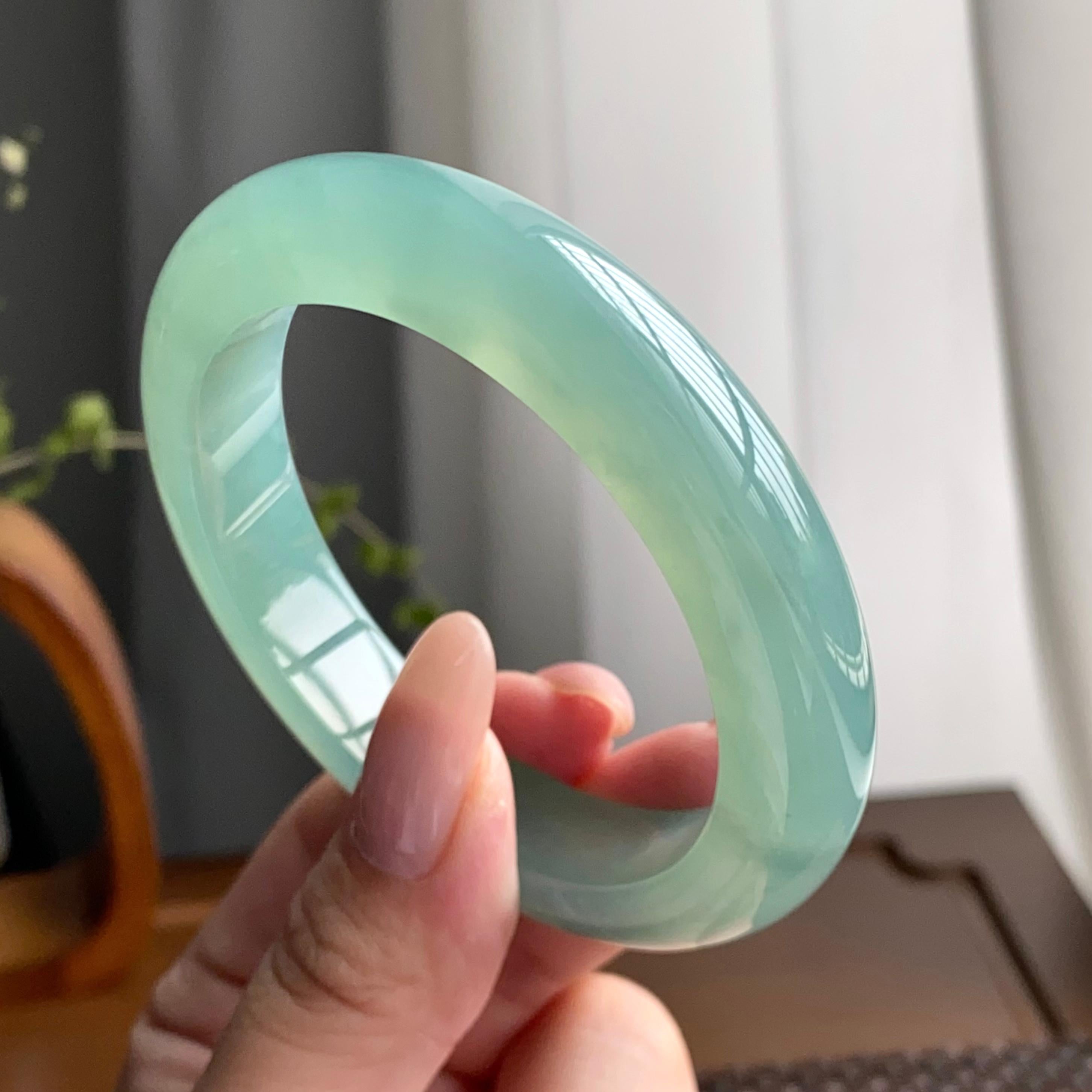 冰种湖水绿平安镯（55圈）（yc247614）