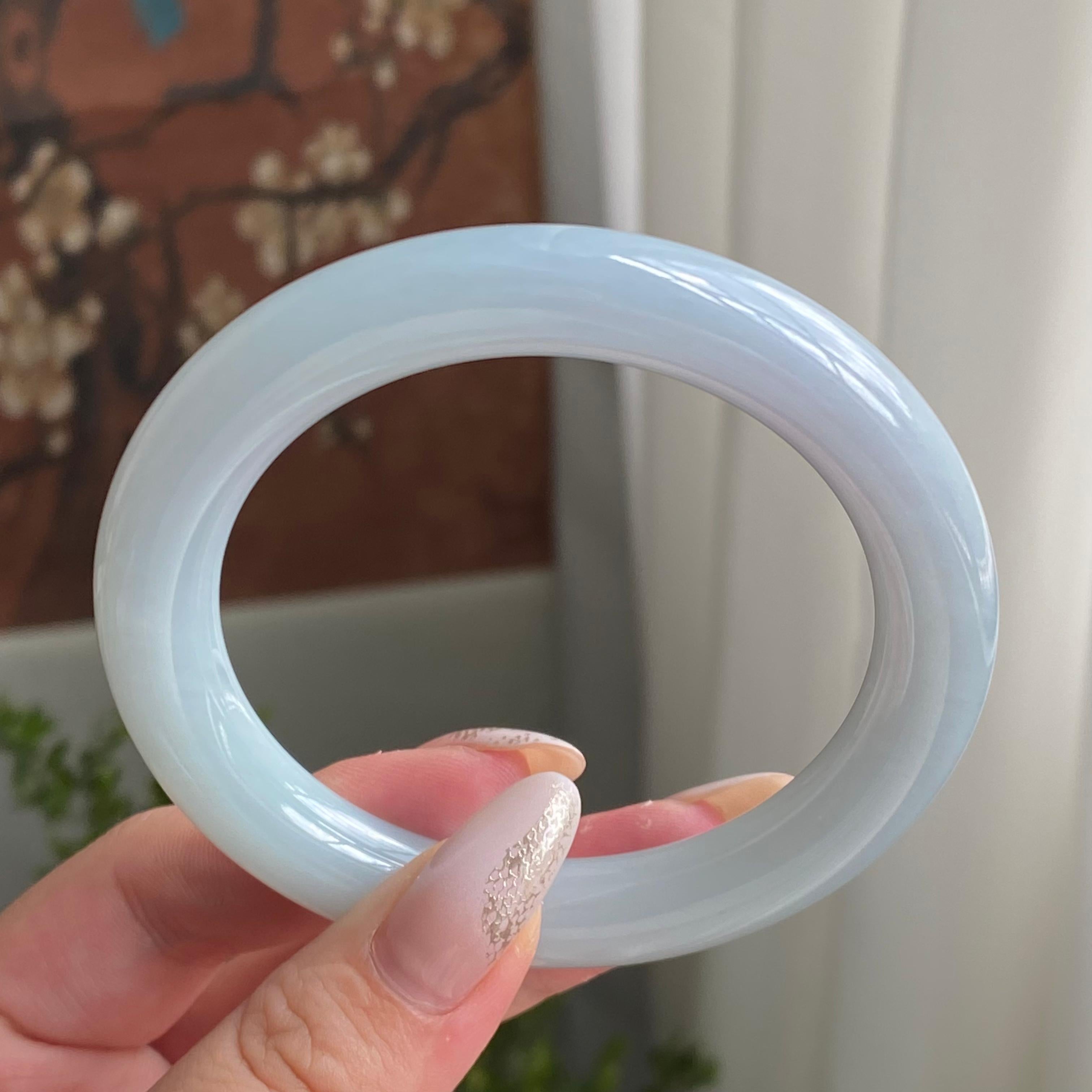 细糯种淡春彩圆条手镯（58圈）（yc213610）