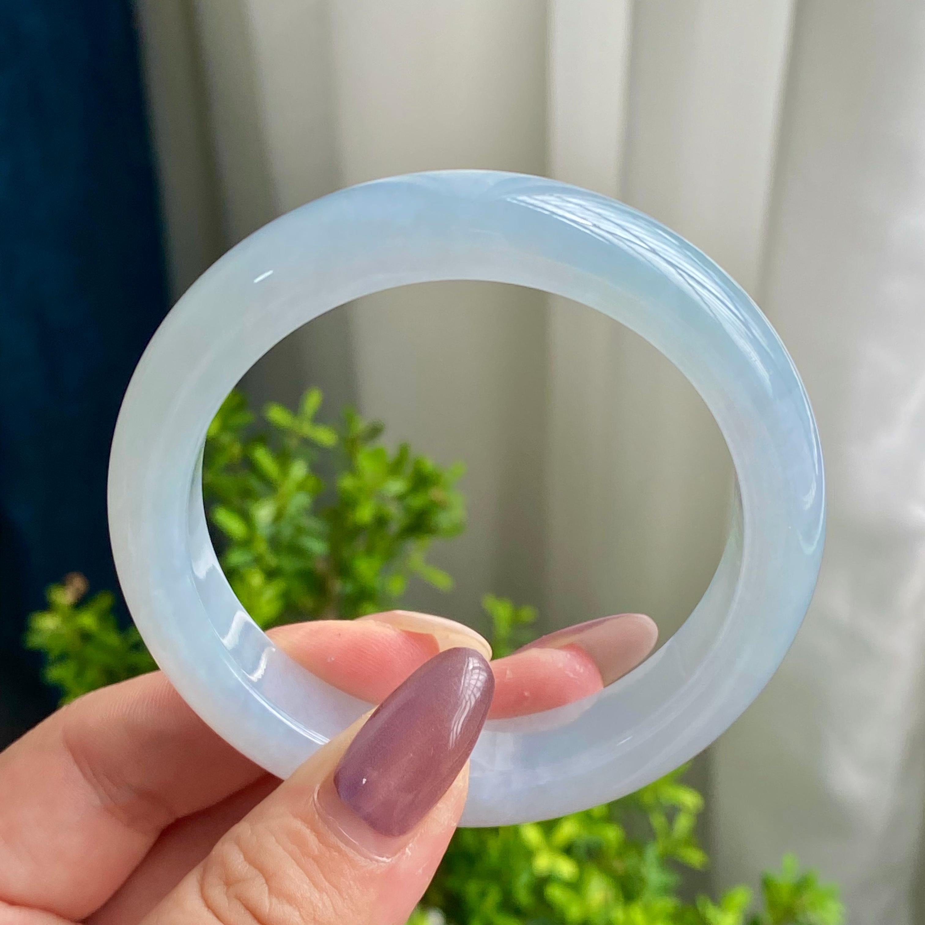 糯冰种天空蓝平安镯（54圈）（yc200590）