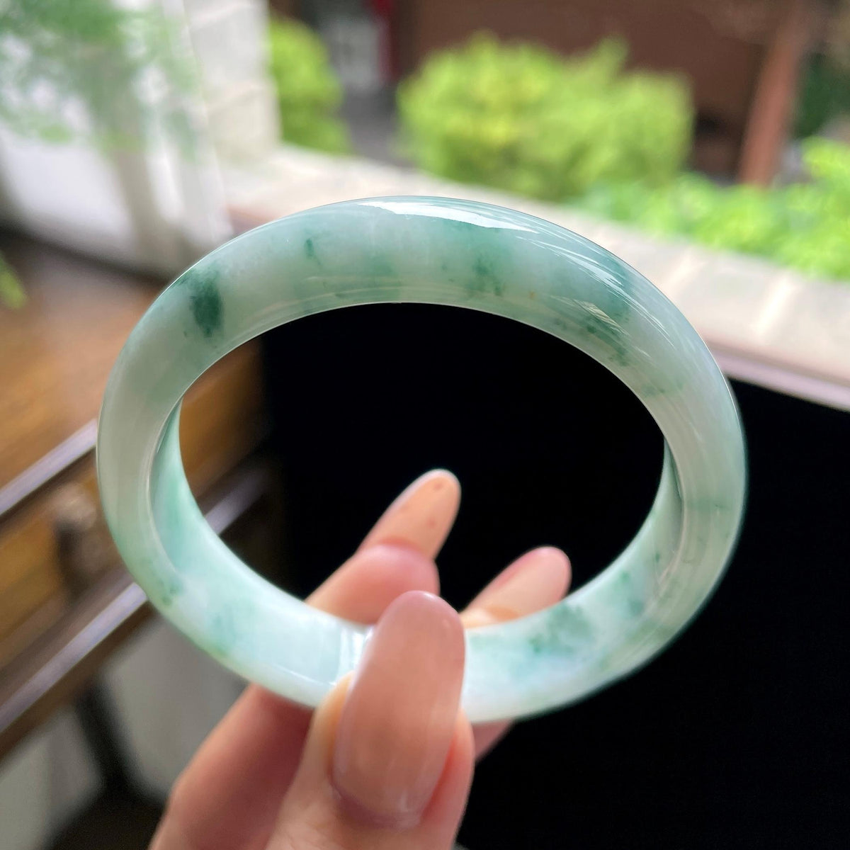 秒杀 细糯种绿飘花正圈平安镯 54圈（yc709455）